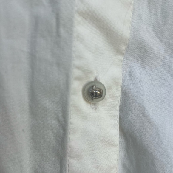 Vintage Y2K 90s Versace Jeans Couture White Embellished Button Front Shirt Sz S - Picture 4 of 6